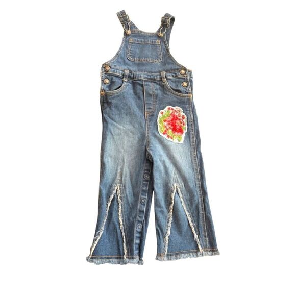 Children's Place Y2K floral embroidered denim overall‎ pants size 24 months - Picture 1 of 6